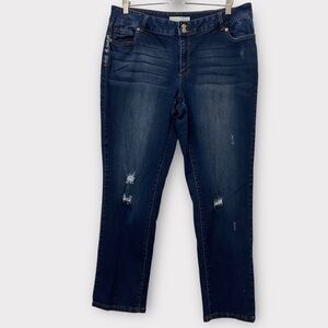 Cato Denim Blue Distressed Contemporary Dark Wash Jeans Size 16 Style# 18723